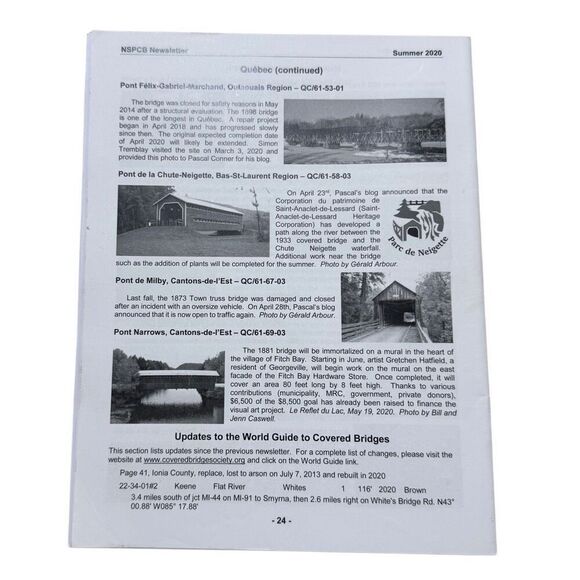 The Newsletter National Society for Preservation of Covered Bridges Summer 2020 - Picture 3 of 3